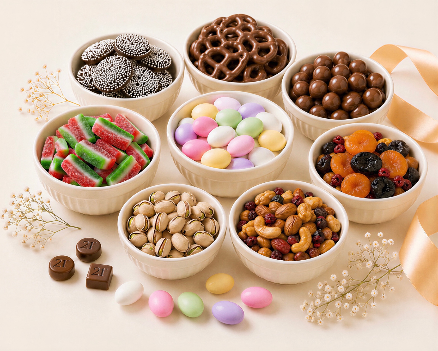 An elegant assortment of premium chocolates and candies